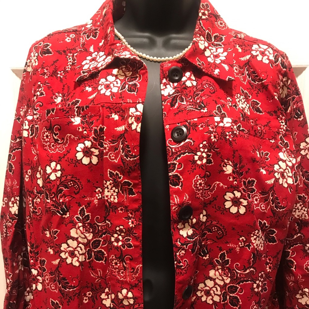 Red floral print jacket